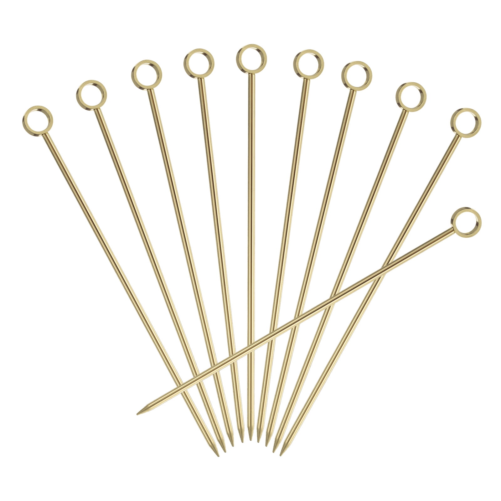 Unique BargainsCocktail Toothpicks Metal Picks for Party Drinks Appetizer 10 Pcs Gold