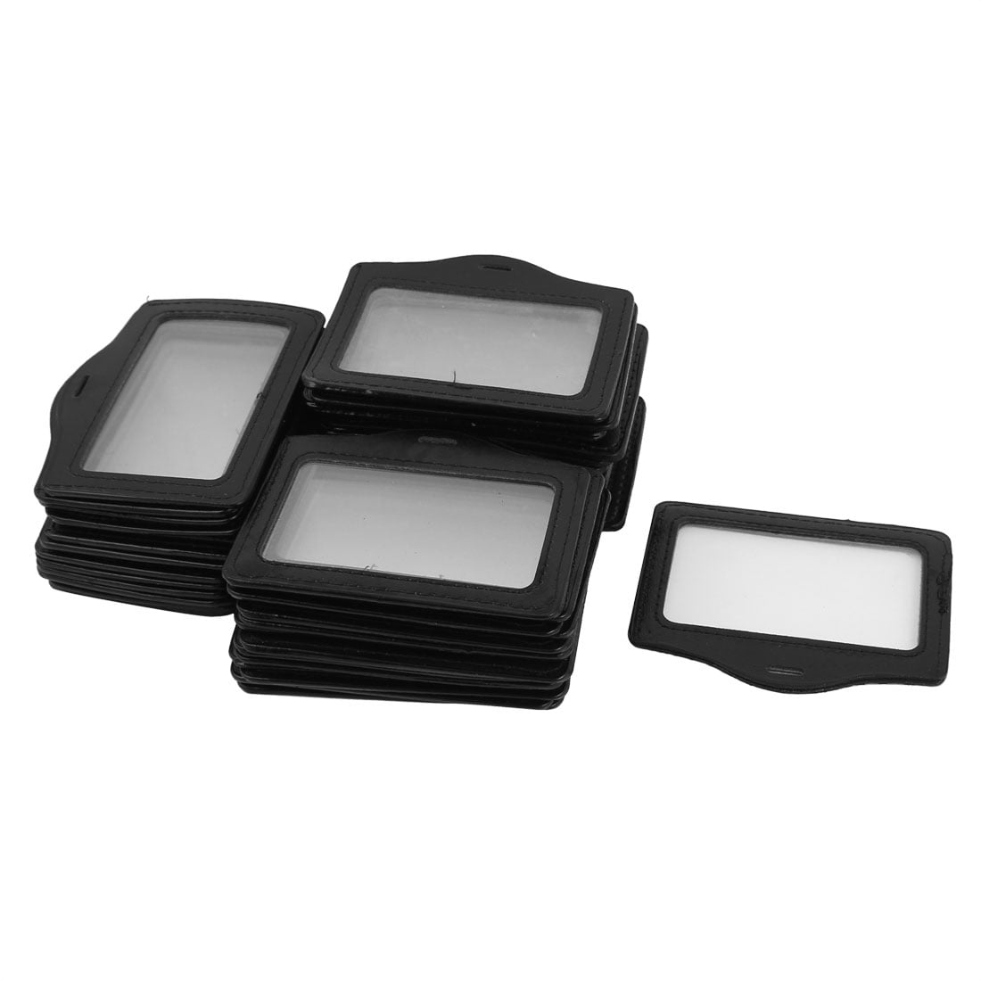 Faux Leather Horizontal Business ID Badge Card Holder Container Black 50 PCS