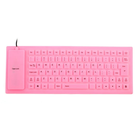 Unique BargainsFoldable Flexible 85 Keys USB Wired Roll up Silicone Keyboard Pink for Laptop PC