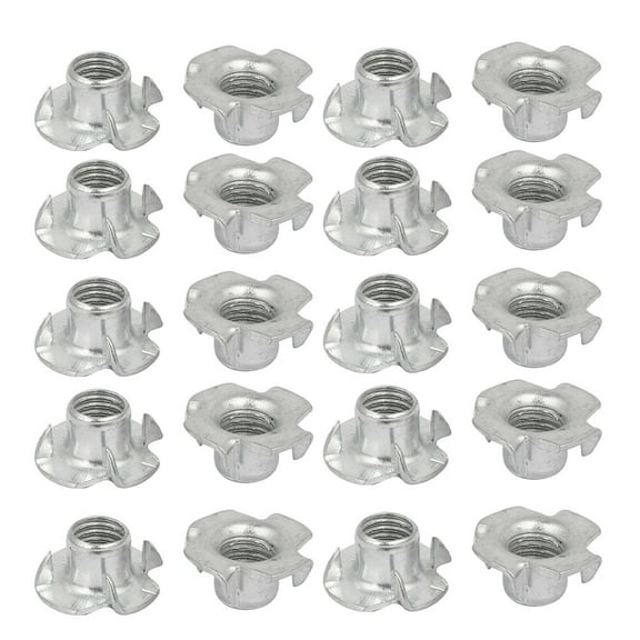 Unique BargainsM10 Thread Dia Metal 4 Prongs Full Threaded T-Nut Tee Nuts Silver Tone 20pcs