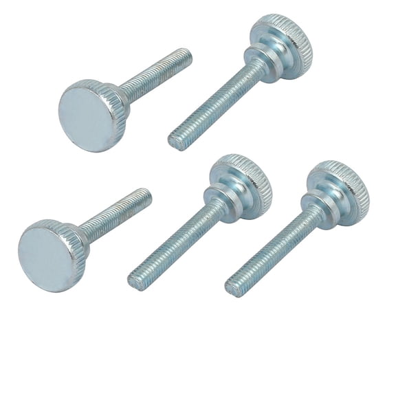 Unique BargainsM5x30mm Flat Knurled Head Fully Threaded Thumb Screws Bolts Fastener 5pcs