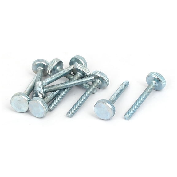 Unique BargainsM5x40mm Knurled Head Flat Point Fully Threaded Thumb Screws Fastener 10pcs