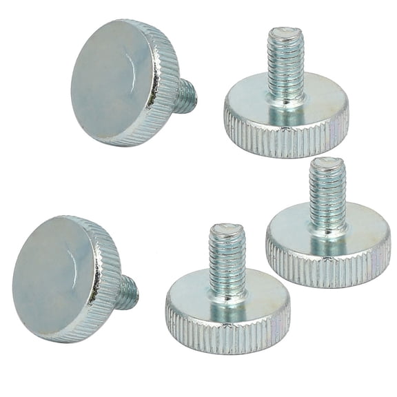 Unique BargainsM6x12mm Knurled Head Flat Point Fully Threaded Thumb Screws Fastener 5pcs