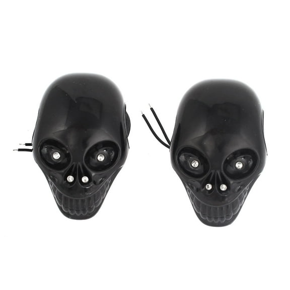 Unique BargainsMotorcycle Yellow Black Skull Shape Plastic Lens Side Marker Light Lamp Pair