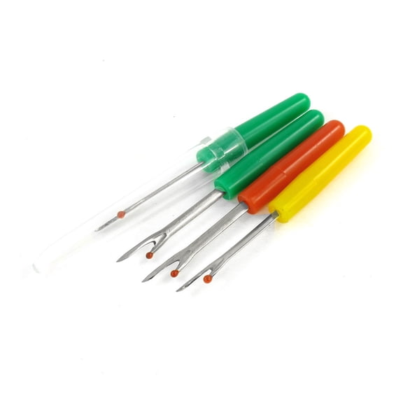 Unique BargainsPortale Green Yellow Red Plastic Handle Sewing Stitch Thread Seam Ripper 4 Pcs