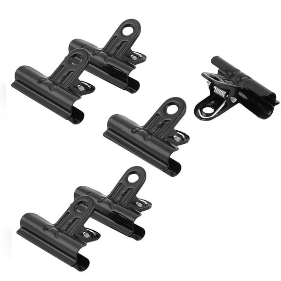 Unique BargainsStationery Metal Spring Loaded File Ticket Binder Clips Bulldog Clip Black 6pcs