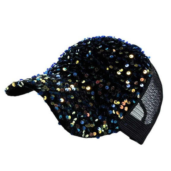 Unique Baseball Hat Sequined Headwear Adjustable Ponytail Hat for Casual and Sports for Men Women Teenagers