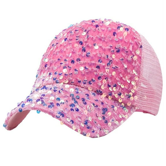Unique Baseball Hat Sequined Headwear Adjustable Ponytail Hat for Casual and Sports for Men Women Teenagers