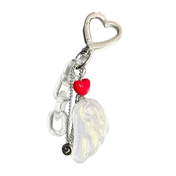 Unique Beaded Keychain With Heart Wing Colorful Handcrafted Charm For Keys Bags Holiday