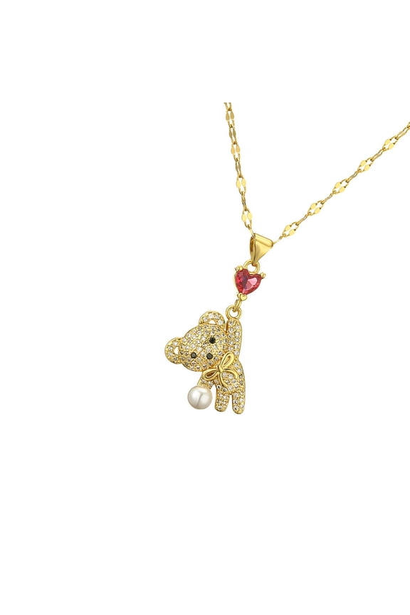 Unique Bear Necklace Pendant Necklace Copper Texture Bear Charm Necklace Stylish Neck Jewelry for Expressing Love