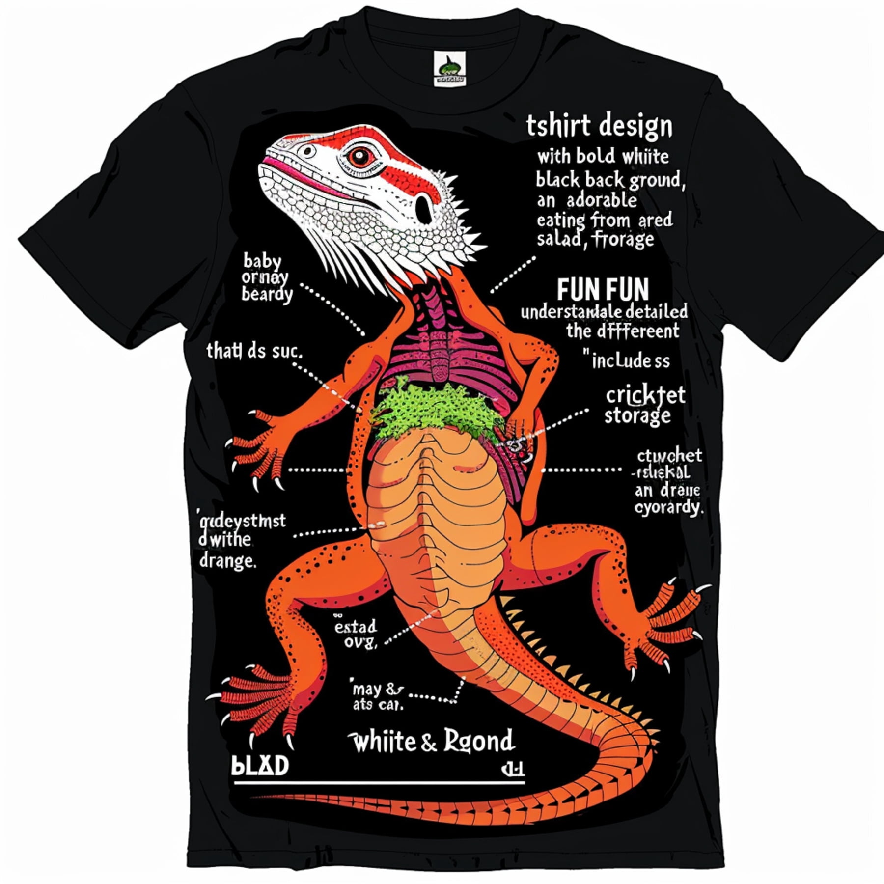 Unique Bearded Dragon TShirt Design Cute Baby Dragon Eating Salad ...