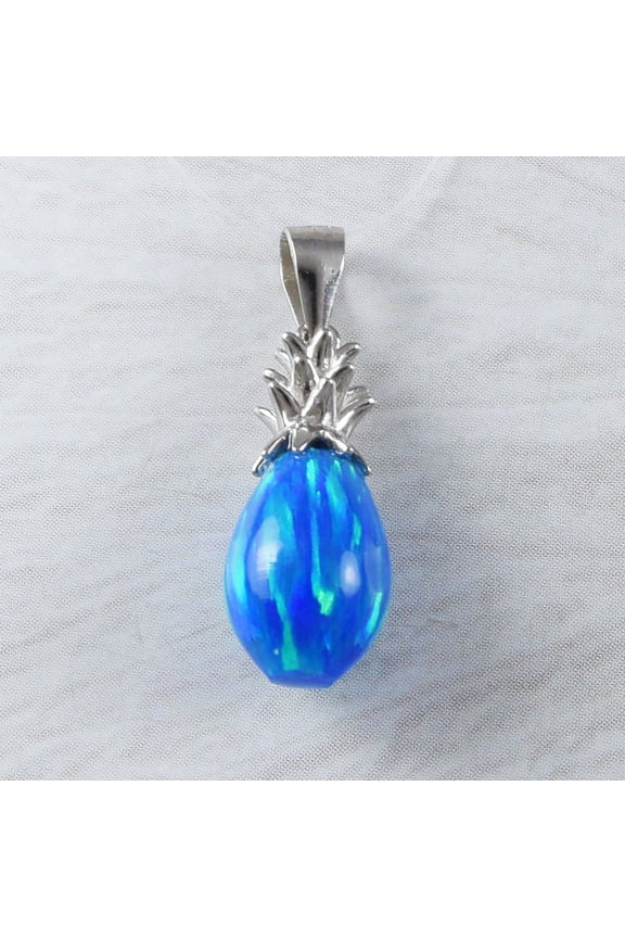 Unique Beautiful Hawaiian 3D Blue Opal Pineapple Necklace, Sterling Silver Blue Opal Pineapple Pendant, N9311 Birthday Mom Valentine Gift