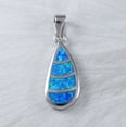 thumbnail image 1 of Unique Beautiful Hawaiian Blue Opal Rain Drop Necklace, Sterling Silver Blue Opal Rain Drop Pendant, N9308 Birthday Mom Valentine Gift, 1 of 3