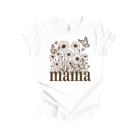 Trenz Shirt Company Women’s Short-Sleeve T-Shirt - Mom Flowers and Butterflies Boho Graphic Design-White-xl