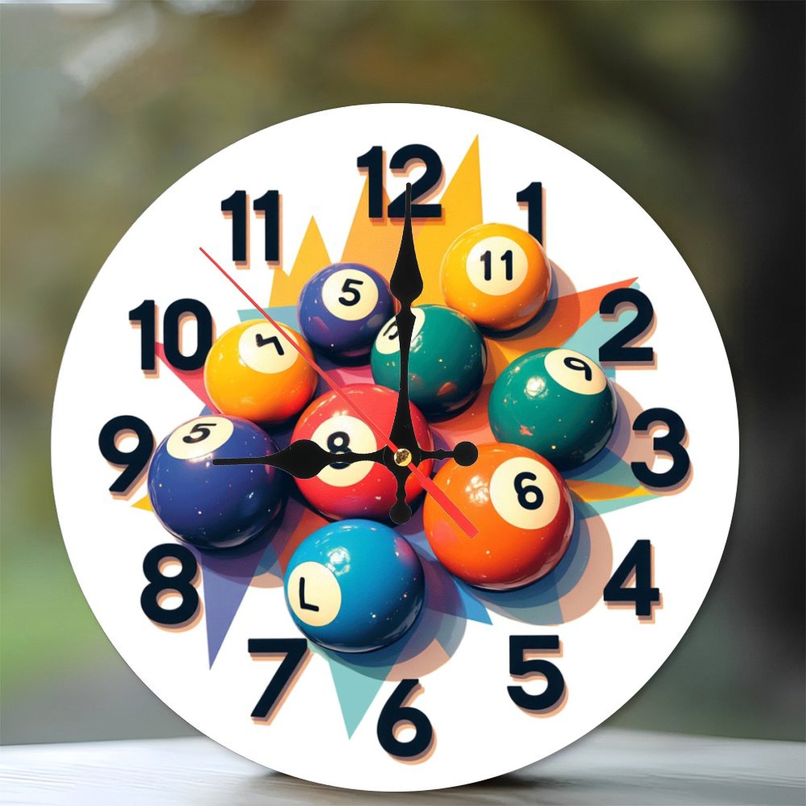 Unique Billiards Ball Clock Wall Decor Home Office Gift 10-Inch Silent ...