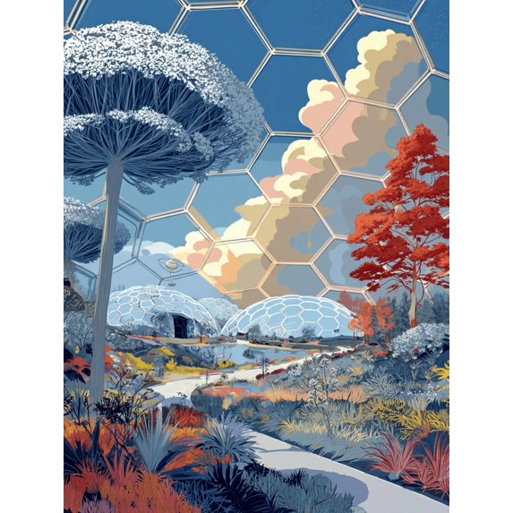 Unique Biome Dome Botanical Garden Canvas Print, Wall Decor for Living Room Bedroom Office Hallway Dining Room