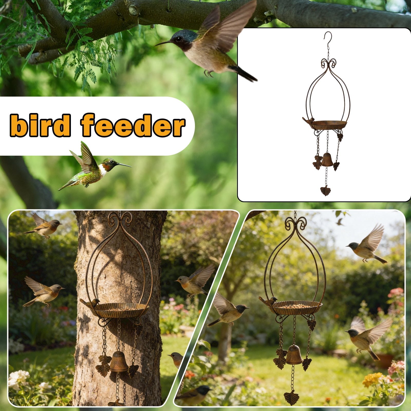 Unique Bird Feeder Decorative Resin Bird Feeder for Garden Patio Yard Outdoor Decor