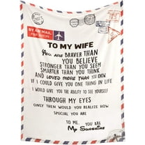 Unique Birthday Gifts for Wife/Her, Valentines Day Gifts for Wife from Husband, Great Throw Blanket Gift Idea to My Wife for Wedding, Anniversary, Mothers Day, 70" x 55"