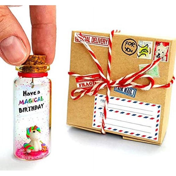 Unique Birthday Gifts for Him and Her Message in a Bottle in Craft Gift Box