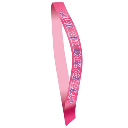 Unique Birthday Girl Satin Sash, 30", Pink & Purple