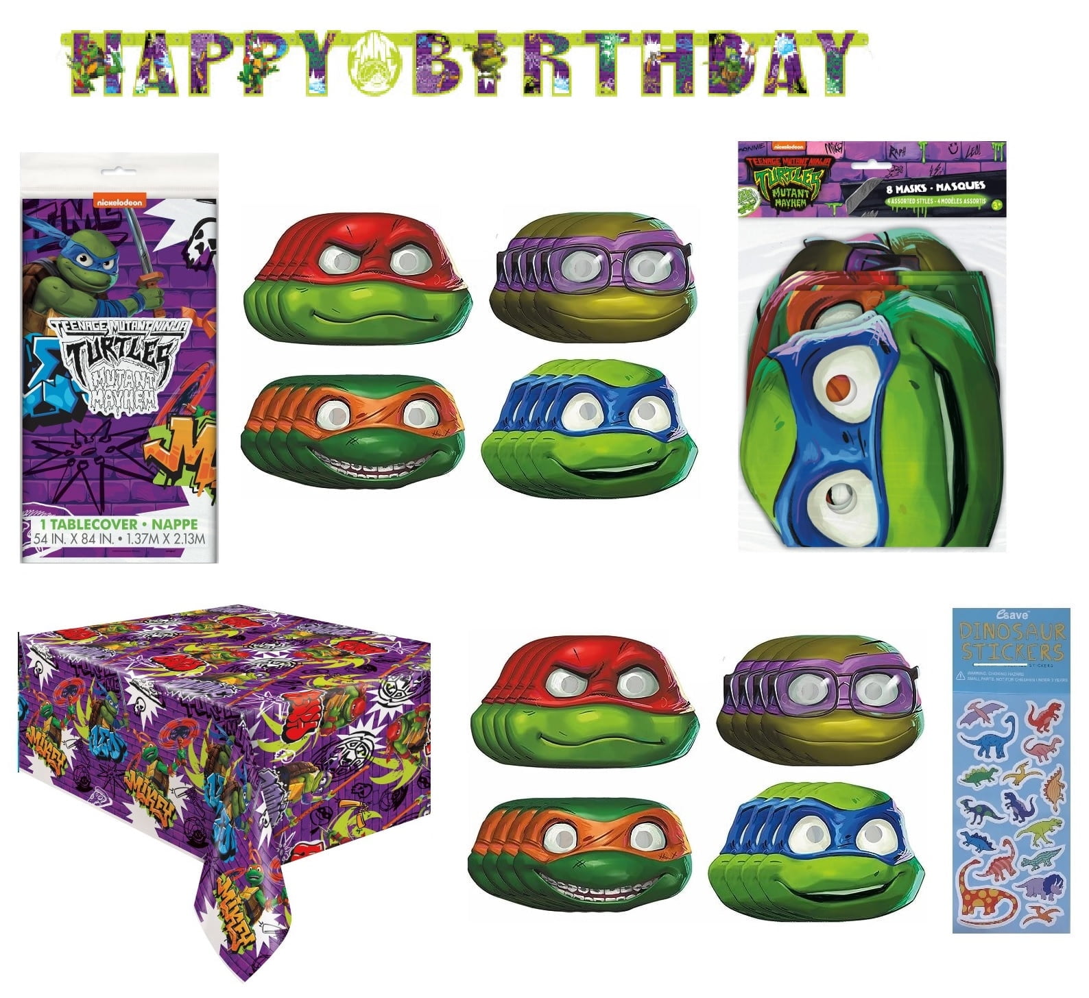 Unique Birthday Party Banners, Paper & Plastic Teenage Mutant Ninja Turtles, 54" x 84", 11 Count