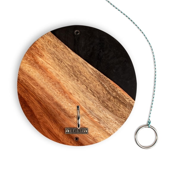 Unique Black Epoxy Resin Live-Edge Wood Hook & Ring Toss Game by Elakai