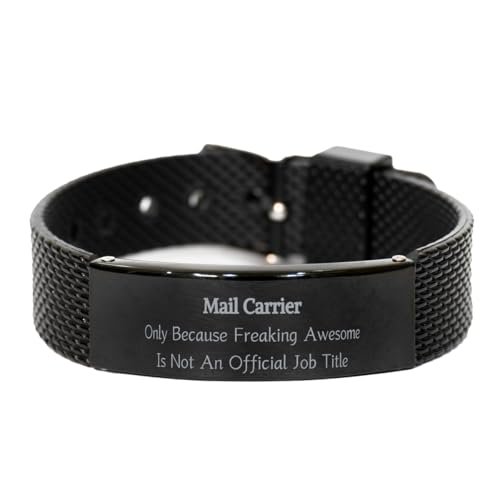 Unique Black Shark Mesh Bracelet for Mail Carrier - Because Freaking Awesome Is Not An Official Job Title - Perfect Idea Gifts for Birthday, Christmas, and Graduation with Confidence and Inspiration