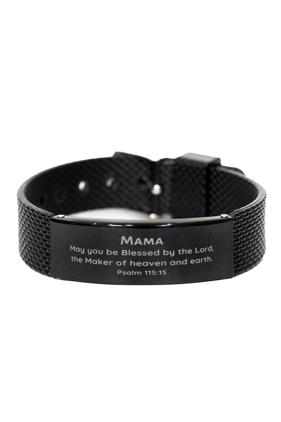 Unique Black Shark Mesh Bracelet for Mama, Blessed by the Lord, Perfect Gift for Mothers Day, Birthday, Christmas and More