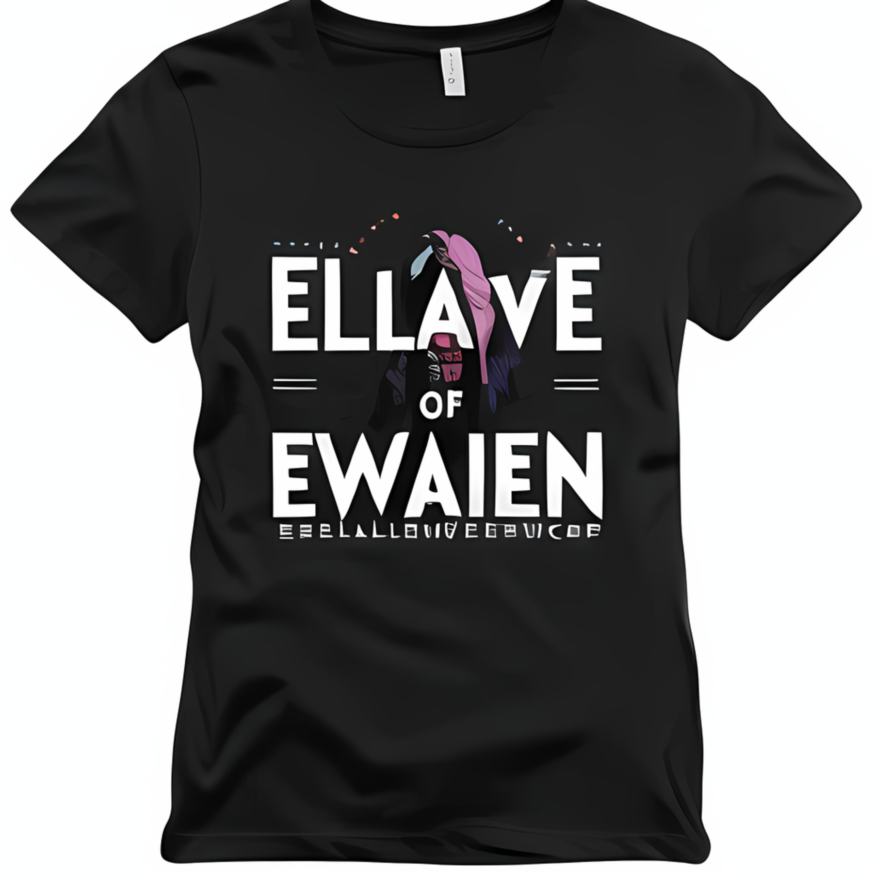 Unique Black TShirt Elara from Design with 'EZZA E of war' Text
