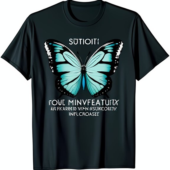 Unique Black T-Shirt Featuring Stunning Butterfly Graphic for Nature Lovers