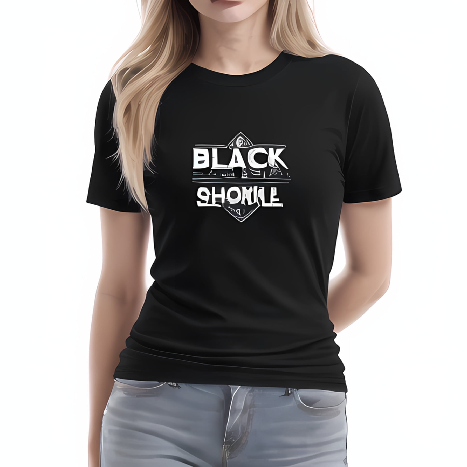 Unique Black TShirt with Bold 'BLACK GUIDE SHONKEY' Text Design