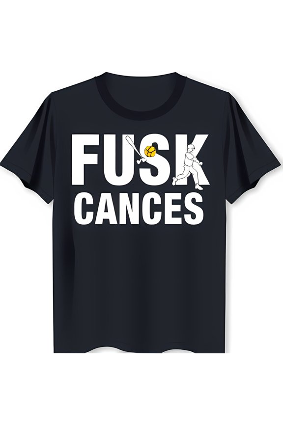 Unique Black T-Shirt with Bold 'FUSK CANCES' Graphic & Player Design