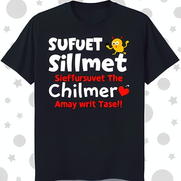 Unique Black T-Shirt with Colorful Text & Yellow Bird Design Fun Graphic Tee