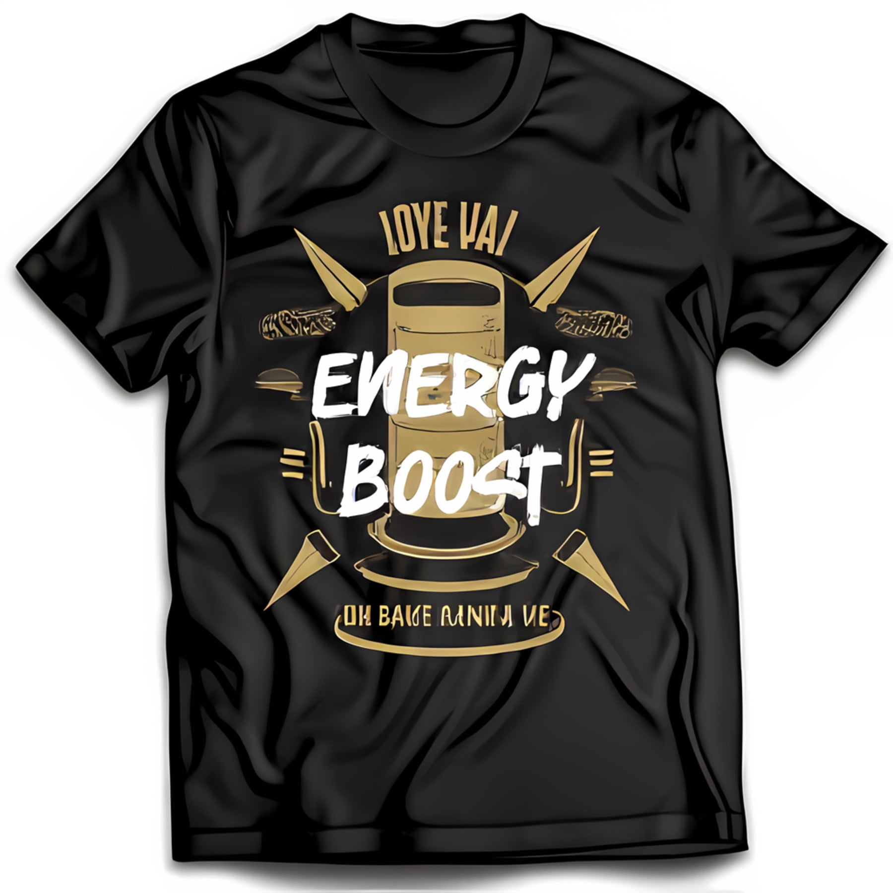 Unique Black T Shirt with Gold Barrel Design LOVE VAI BOOST Print Walmart