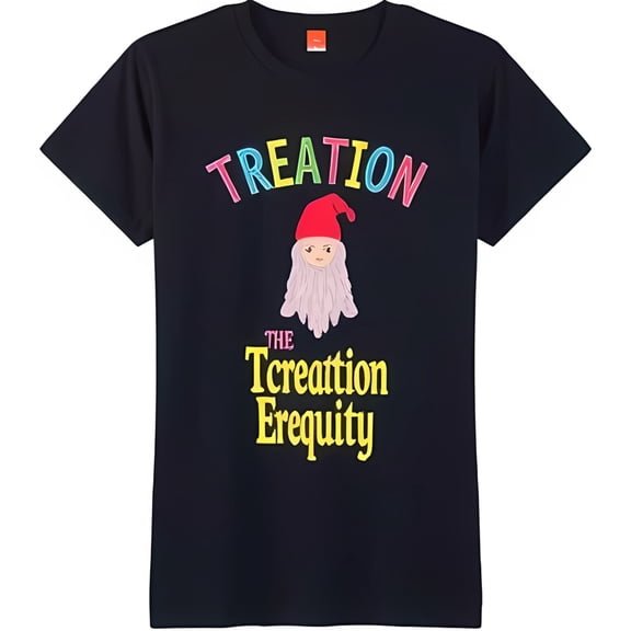 Unique Black T-Shirt with Rainbow 'TREATION' Graphic & Fun Design