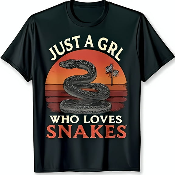 Unique Black T-Shirt with Retro Snake Graphic Stylish & Eye Catching Design