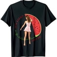 thumbnail image 1 of Unique Black T-Shirt with Whimsical Watermelon Design & Playful Text, 1 of 5