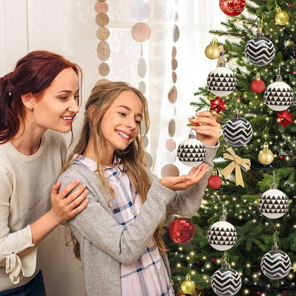 Unique Black & White Christmas Ball Set, 6CM 6-Piece Ornaments, Holiday Tree Decorations, Festive Xmas Ball Set for Tree Décor