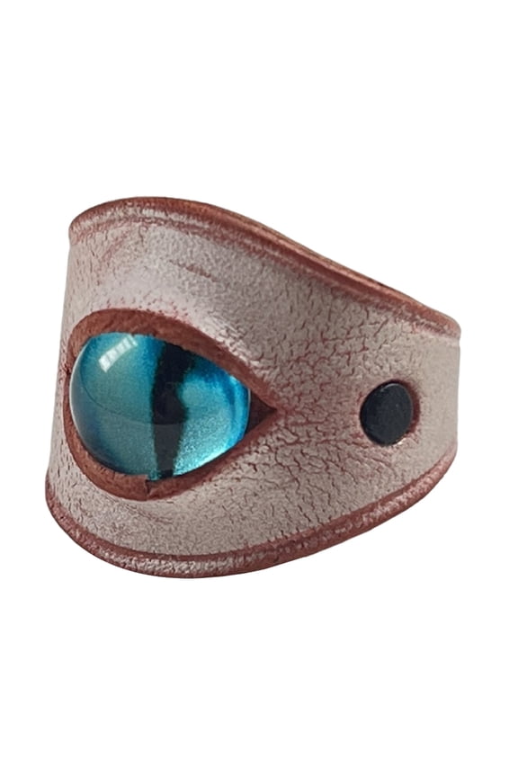 Unique Blue Evil Eyes Ring Adjustable Leather Band Accessory for Men and Women
