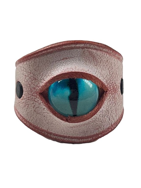 Unique Blue Evil Eyes Rings Adjustable Leather Accessory for Men and Women Handmade Party Gathering Accessory