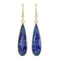 thumbnail image 1 of Unique Blue Lapis Lazuli Long Teardrops Gold-Plated Silver Dangle Earrings, 1 of 5