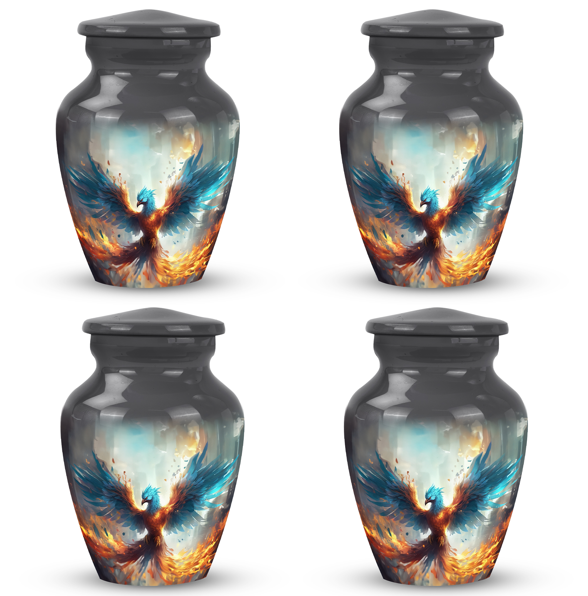 Unique Blue Phoenix Spreading Wings Urn For Ashes Mom & Dad Mini