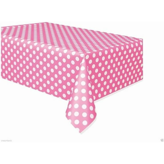 Unique Blue and White Polka Dot Plastic Tablecloth, 54" x 108"