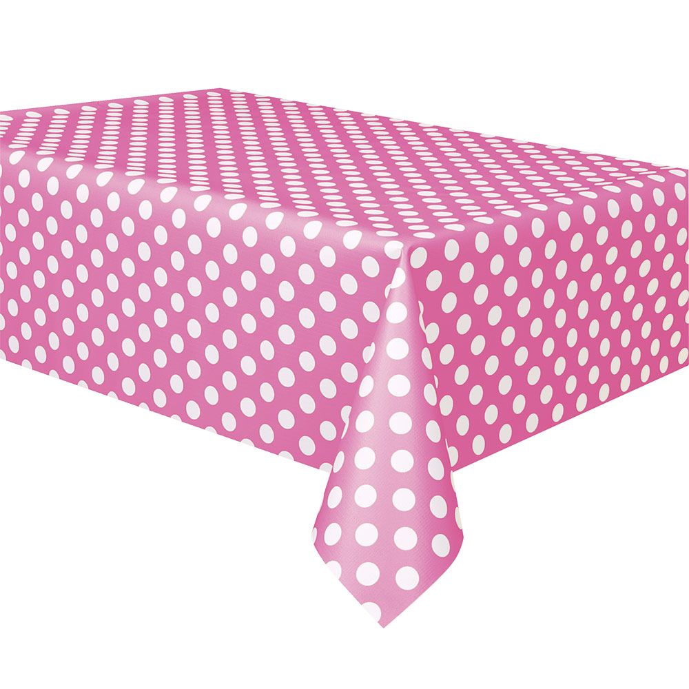 Unique Blue and White Polka Dot Plastic Tablecloth, 54" x 108" - image 1 of 2