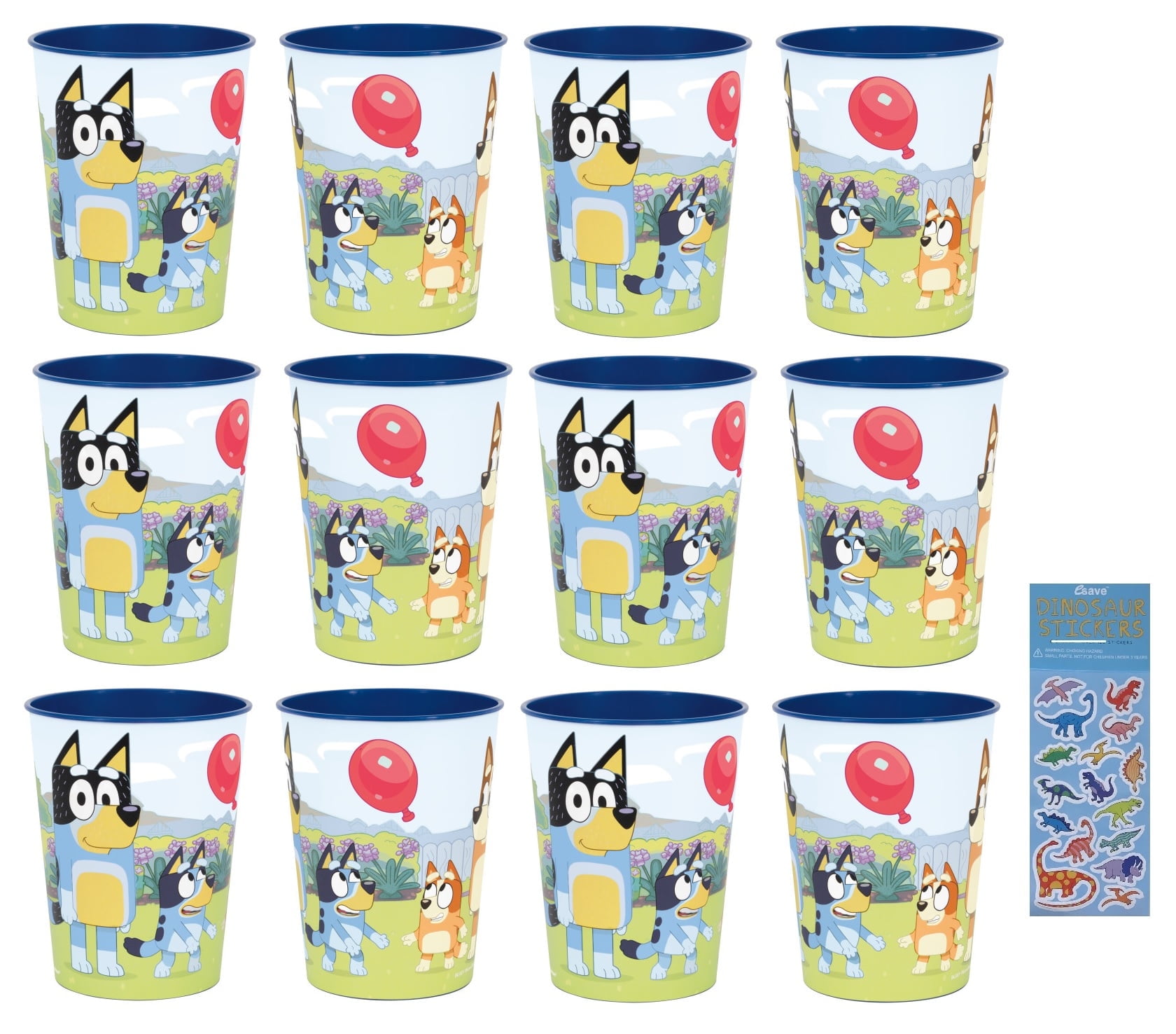 Unique Bluey Birthday Party Disposable Plastic Cups, Animal Print, 12 Count