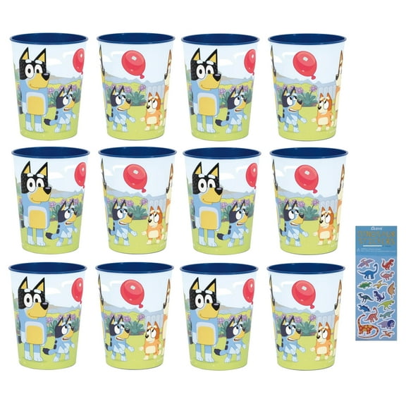 Unique Bluey Birthday Party Disposable Plastic Cups, Animal Print, 12 Count
