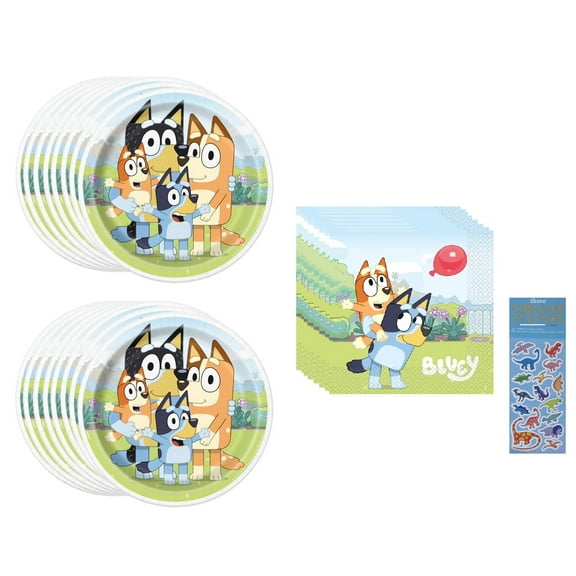 Unique Bluey Plates & Napkins Birthday Party Supplies Set, 32 Pieces