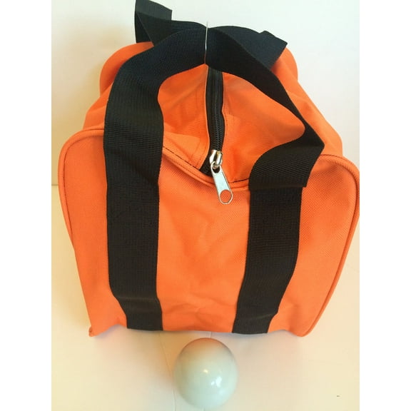 Unique Bocce Accessories Package - Extra Heavy Duty Nylon Bocce Bag (Orange with Black Handles) and White pallina