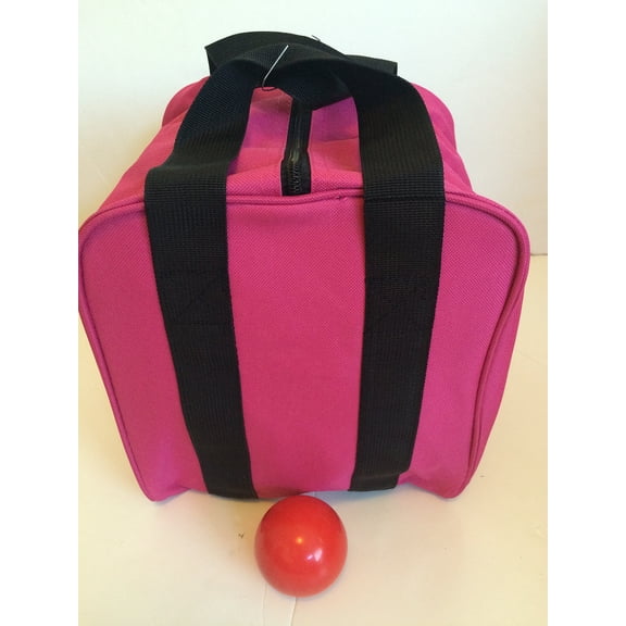 Unique Bocce Accessories Package - Extra Heavy Duty Nylon Bocce Bag (Pink with Black Handles) and Red pallina