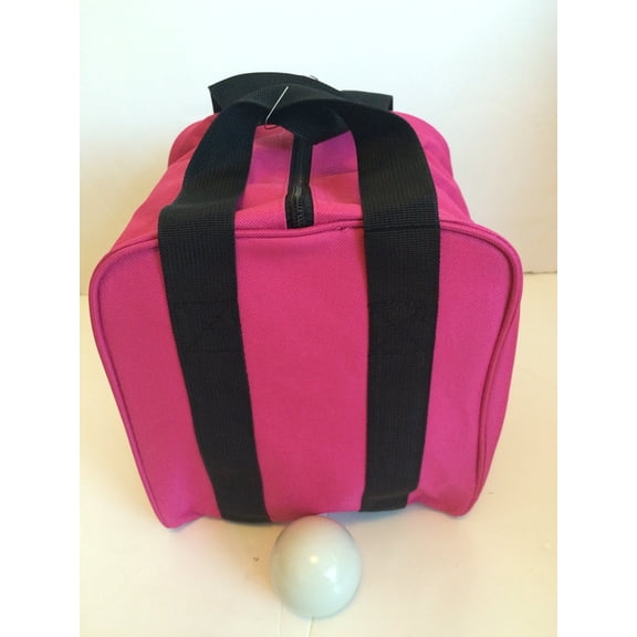 Unique Bocce Accessories Package - Extra Heavy Duty Nylon Bocce Bag (Pink with Black Handles) and White pallina